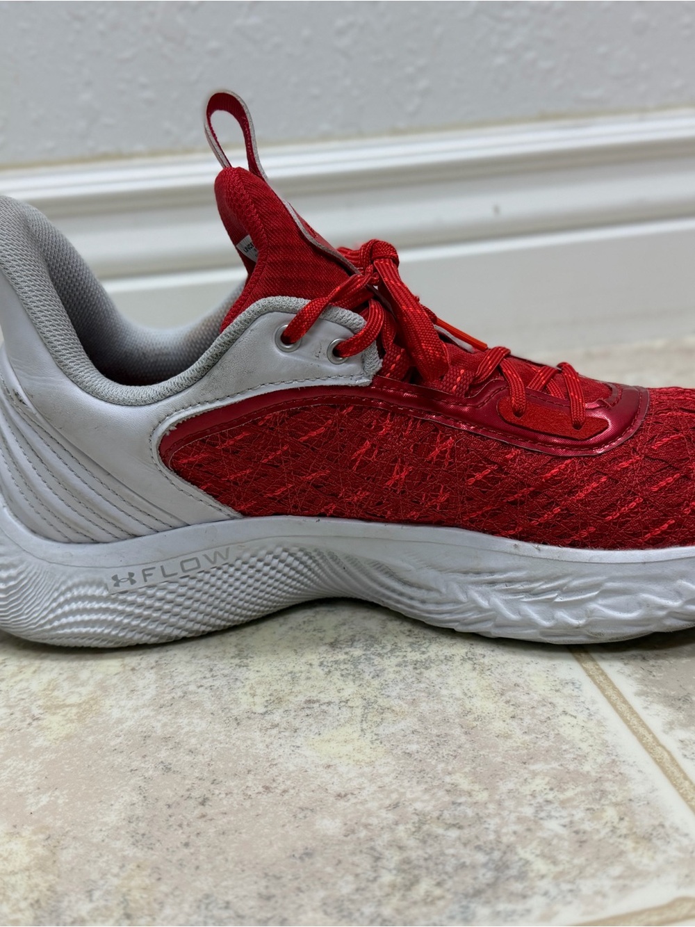 Under Armour Curry Flow 8 Basketball Shoes Red White Men’s Size 11 - Picture 9 of 10